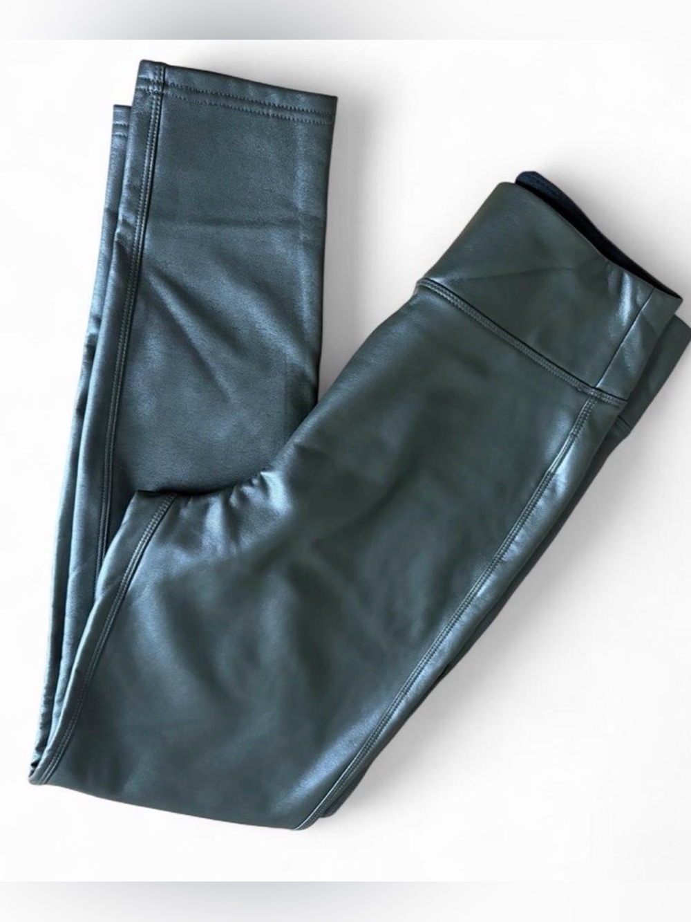 Dark green fleece lined faux leather leggings women’s size small by Gap nwot